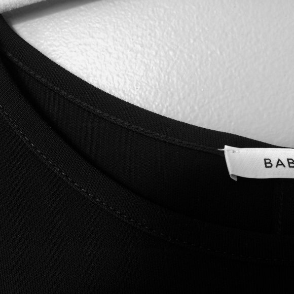 BABATON Aritzia Black Midi Dress with Tie - Picture 5 of 7